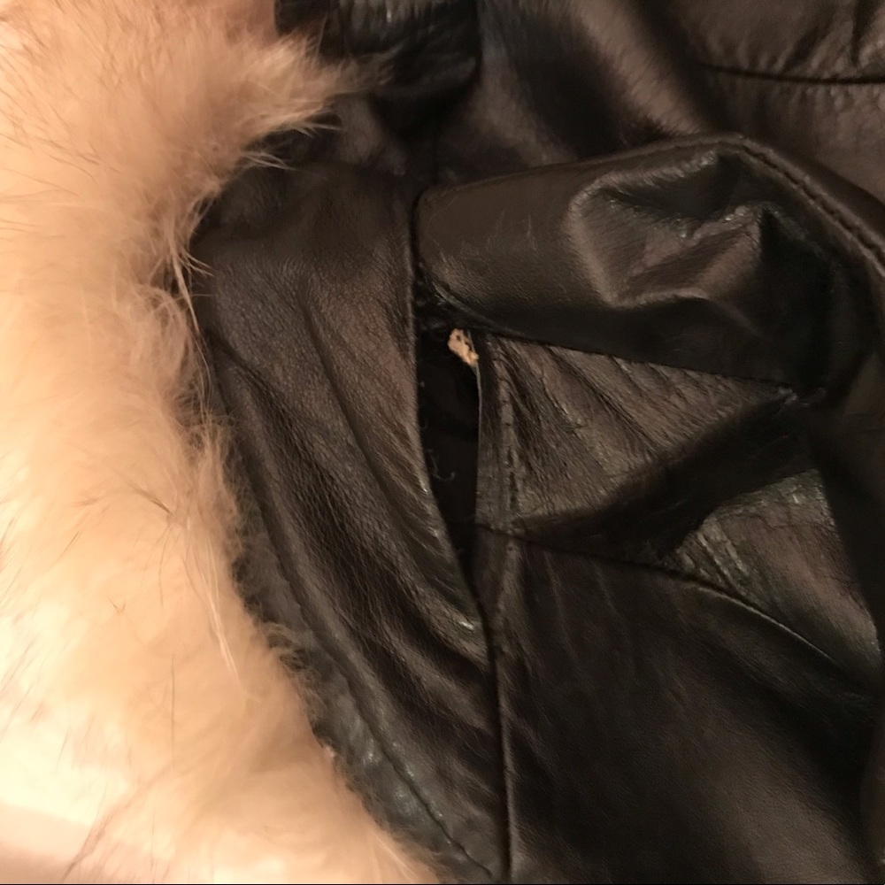 VTG LEATHER AND FOX FUR COAT - Picture 6 of 7